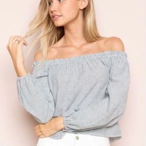 Brandy Melville Maura striped off the shoulder top